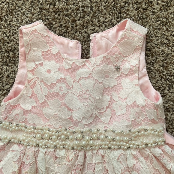 Pink dress Elegant Pink Lace Kids Dress T5 - Picture 3 of 9